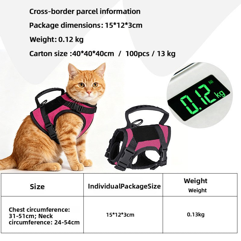 Pet vest-style anti-choking breathable chest and back support belt