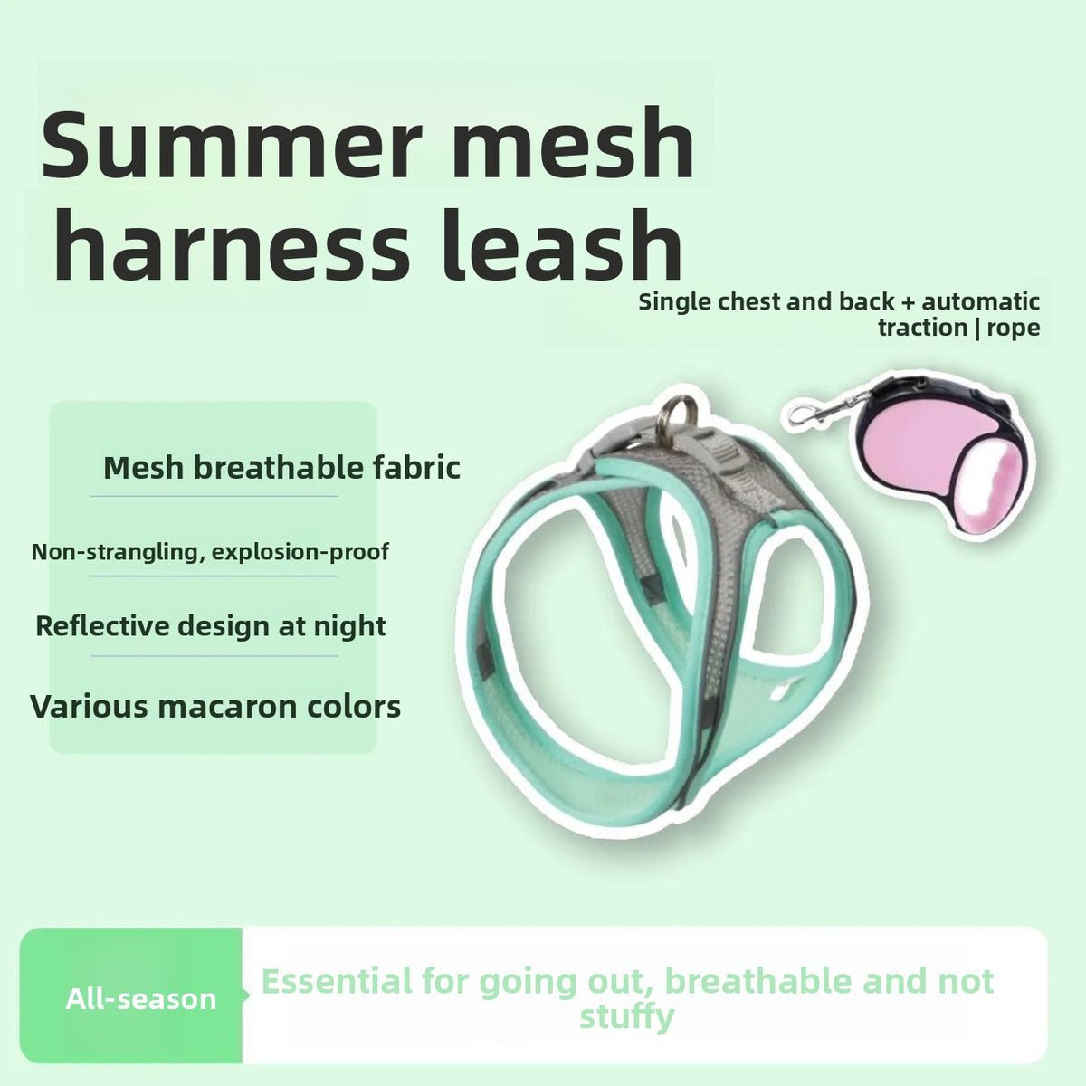 Adjustable Reflective Cat Harness Leash