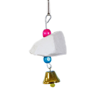Birds chewing on toys