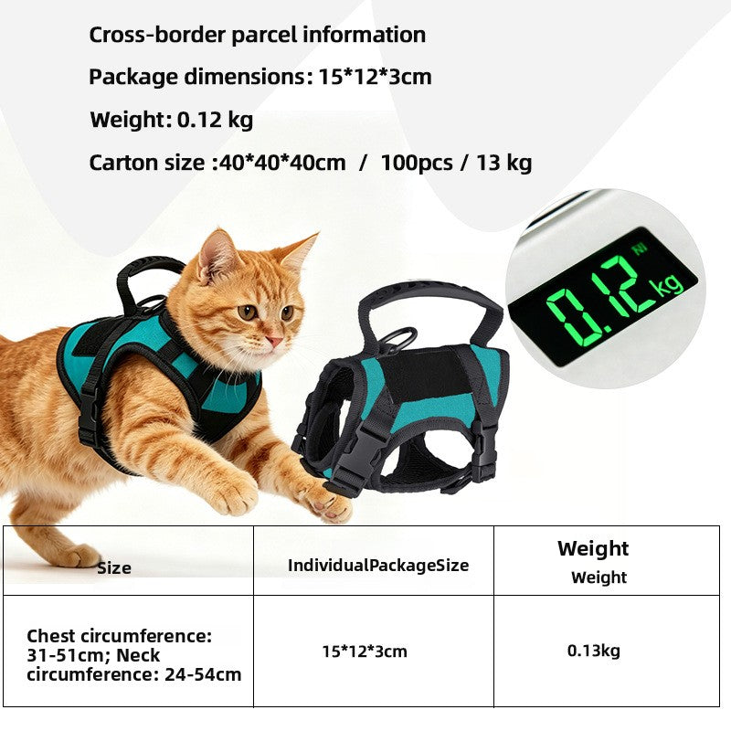 Pet vest-style anti-choking breathable chest and back support belt