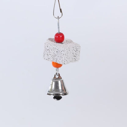 Birds chewing on toys