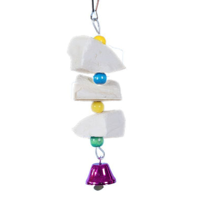 Birds chewing on toys