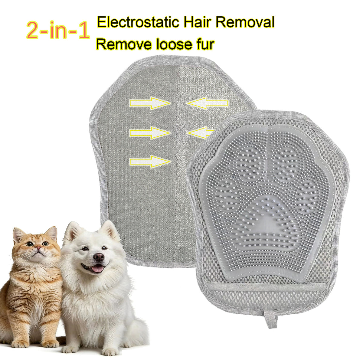 Pet Hair Remover Glove Electrostatic Adsorption Dual-Directional Brush