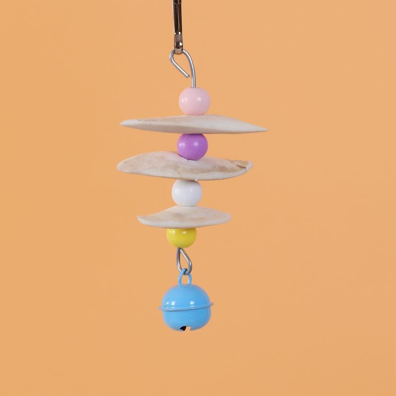 Birds chewing on toys