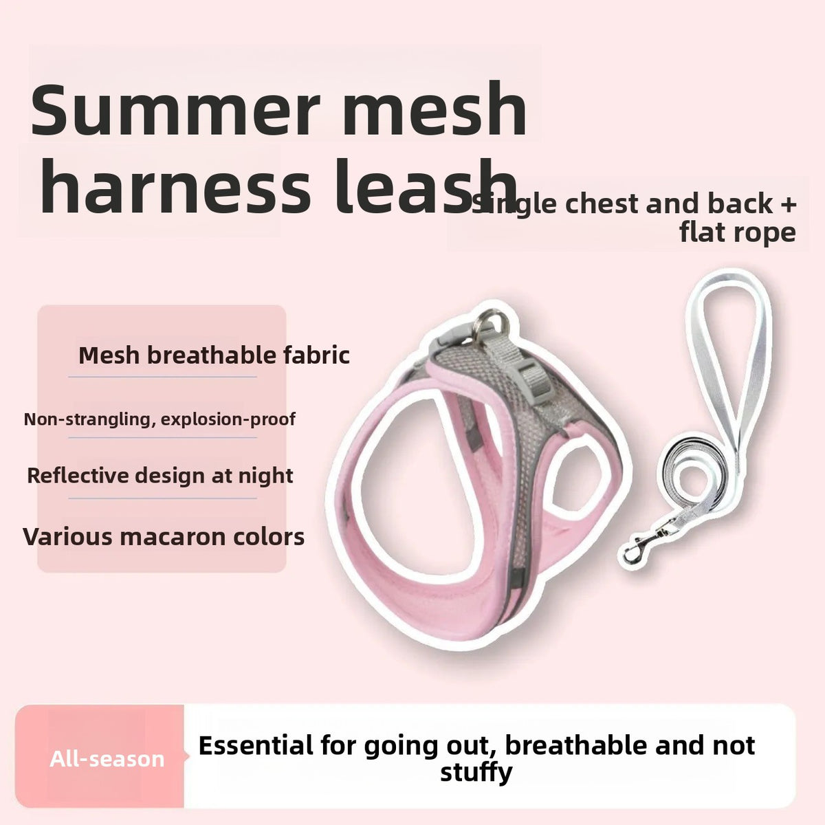 Adjustable Reflective Cat Harness Leash