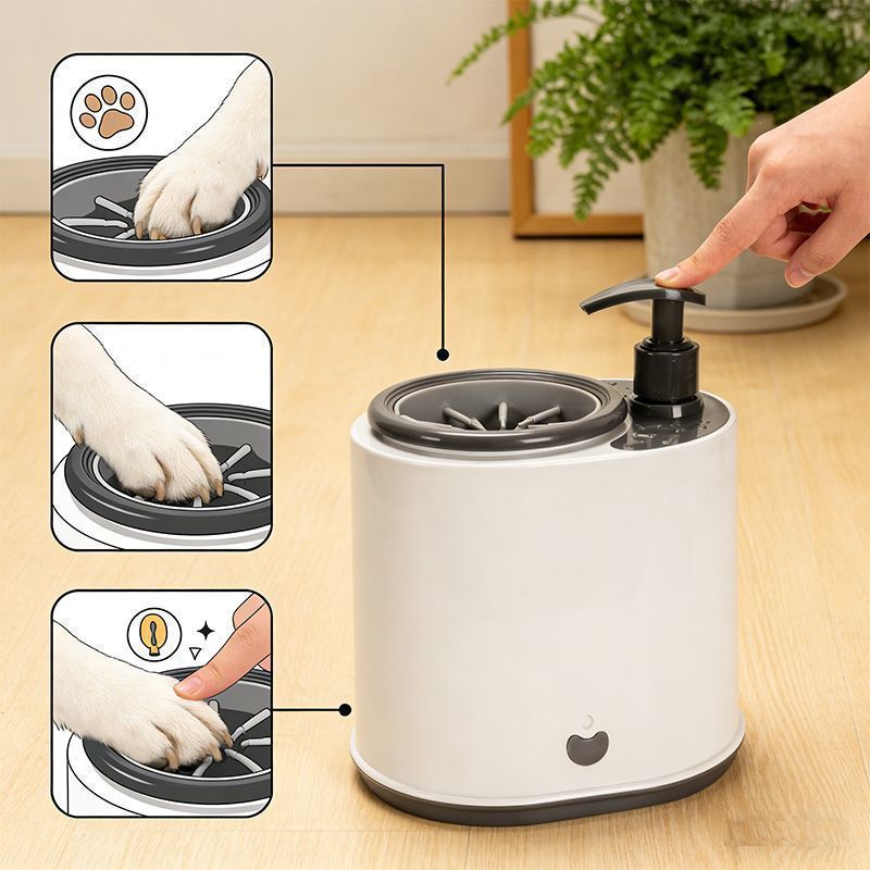 Pet Electric Foot Cleaning Cup with Massage Brush