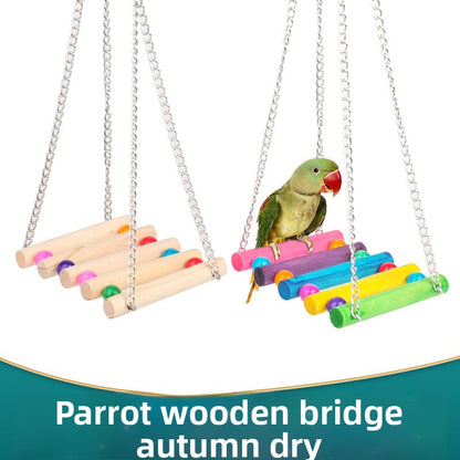 Wooden Hanging Bridge for Pet Birds