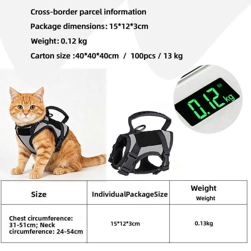 Pet vest-style anti-choking breathable chest and back support belt