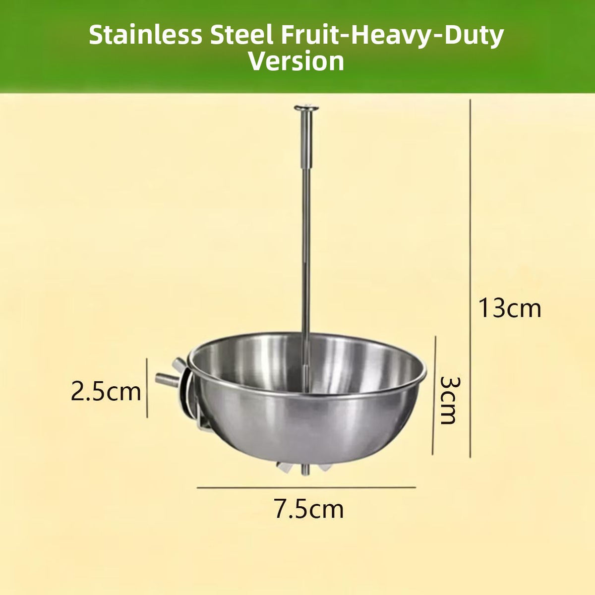 Stainless Steel Bird Feeder Bowl with Fruit Fork and Vegetable Hook