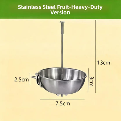 Stainless Steel Bird Feeder Bowl with Fruit Fork and Vegetable Hook