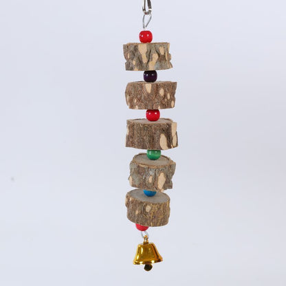 Birds chewing on toys