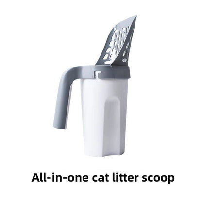 One-Piece Cat Litter Scoop with Storage Compartment
