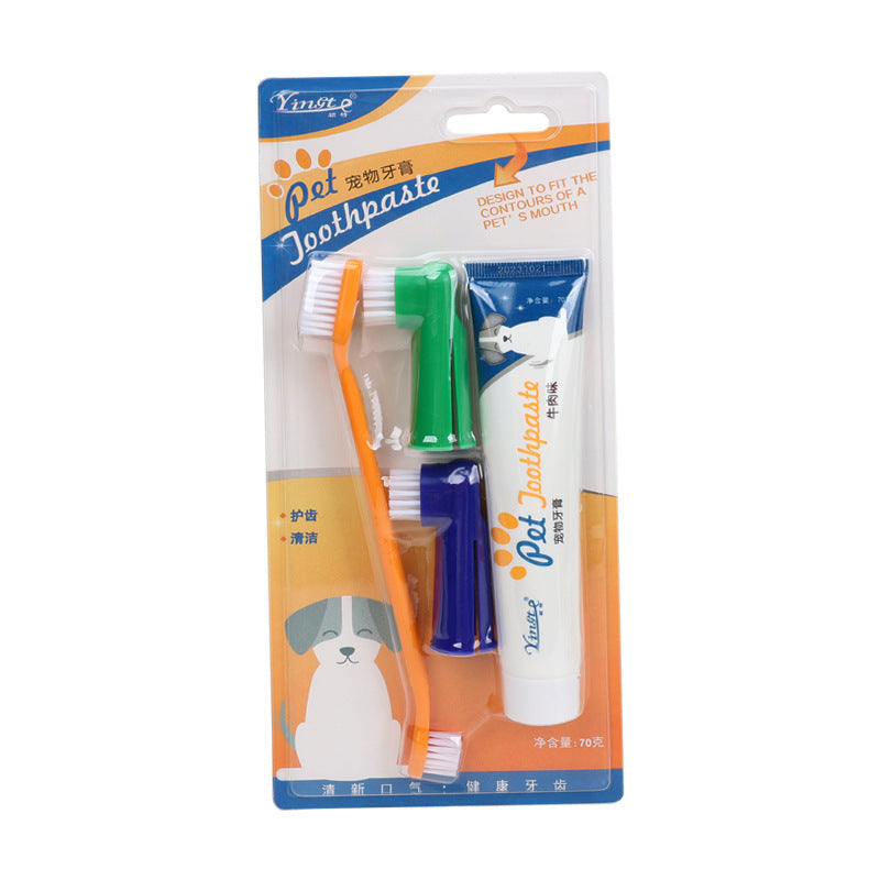 Pet Dental Care Finger Toothbrush and Toothpaste Set