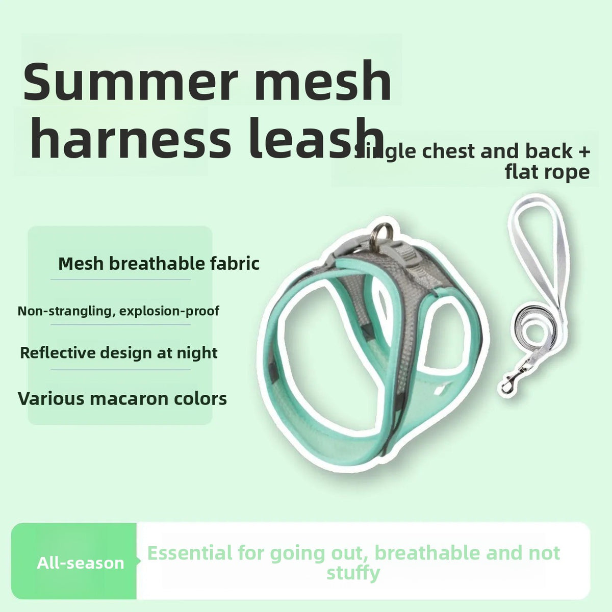 Adjustable Reflective Cat Harness Leash