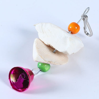 Birds chewing on toys