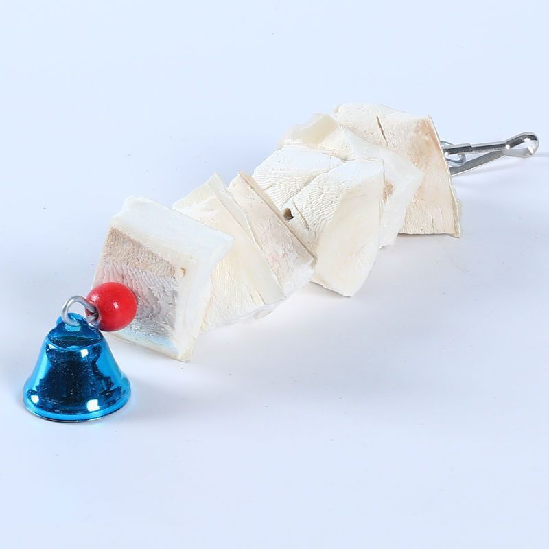Birds chewing on toys